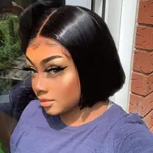 4*4 парик на шелковой основе для женщин человеческие волосы парик шнурка бразильские волосы remy натуральный цвет короткий Боб закрытие парик с детскими волосами часть