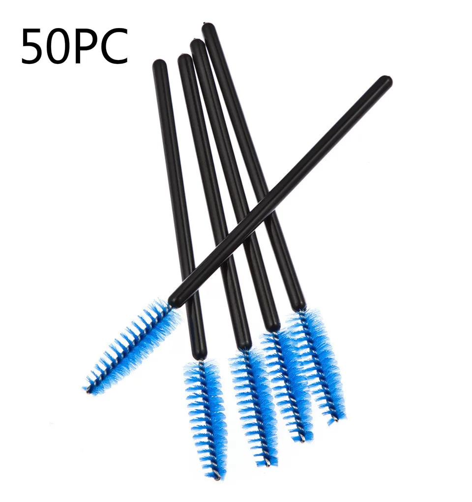 Blue-50pc Высококачественные ресницы расширение одноразовая бровь кисти аппликатор для туши для ресниц ресницы косметический набор кистей для макияжа инструменты - Цвет: Blue-50pc