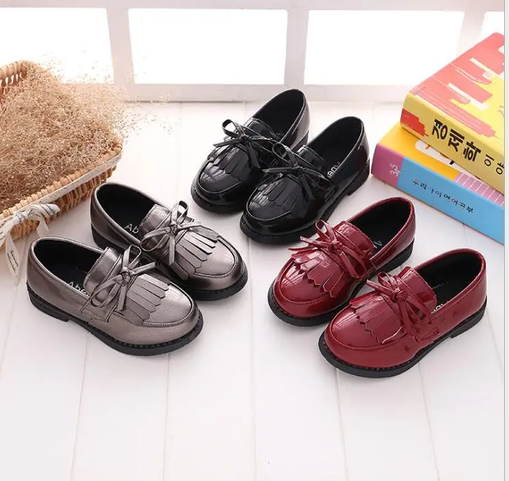 

Hot New Kids Leather Wedding Dress Shoes For Girls Children Black Wedding Shoes Boys Formal Wedge Sneakers Flat Cotton shoes