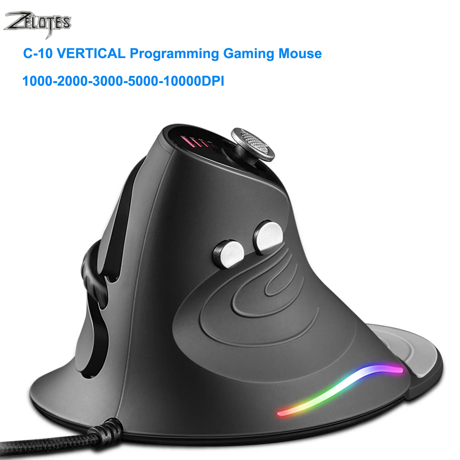 ZELOTES Gaming Mouse Vertical Wired Optical RGB Light Upright Mice For Desktop Laptop PC Gamer 5 Modes 10000DPI C-10 | Компьютеры и