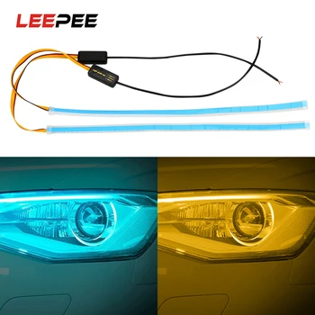

LEEPEE 2Pcs/set Ultrafine Car LED Strips DRL Daytime Running Light Flexible Soft Tube Lamp 30 45 60cm Turn Signals Waterproof