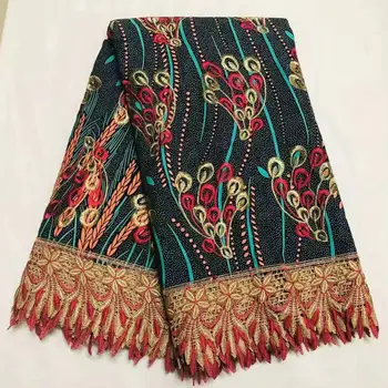 

Pretty Embroidery African Anakara Wax Material Nice Batik Wax Cord Lace Fabric WLF241(6yards/lot)