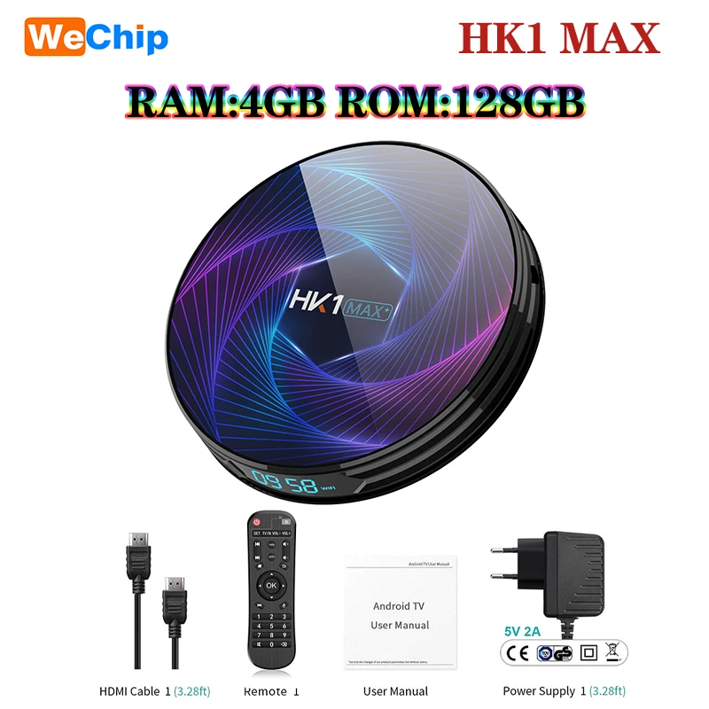 4GB128GB Pre-sale HK1MAX+ Octa Core Android 9.0 Smart TV Box 4GB RK3368 PRO HK1 MAX Plus 1080P H.265 2.4G / 5G Wifi BT 4.0 1000M TV BOX - Цвет: 4GB128GB