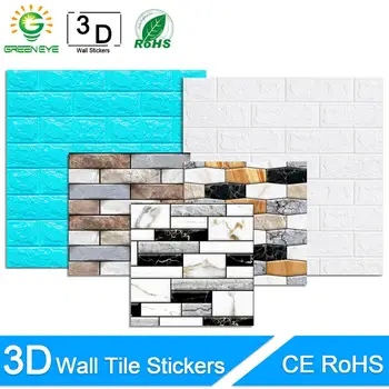 

3D Wallpaper DIY Marble Brick Peel and Self-Adhesive Wall Stickers 70cm*77cm Waterproof for Kitchen Bathroom Wall Decal Sticker