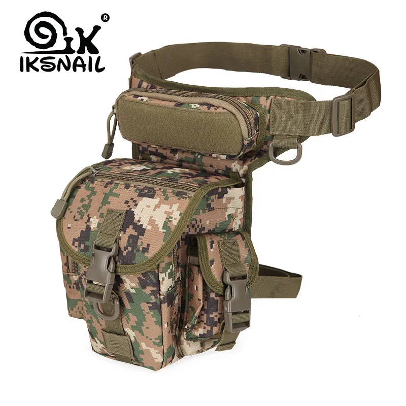 IKSNAIL Tactical Sport Bag Drop Leg Army Bags Fanny Camping Hiking Trekking Military Shoulder Saddle Nylon Multi-function Pack