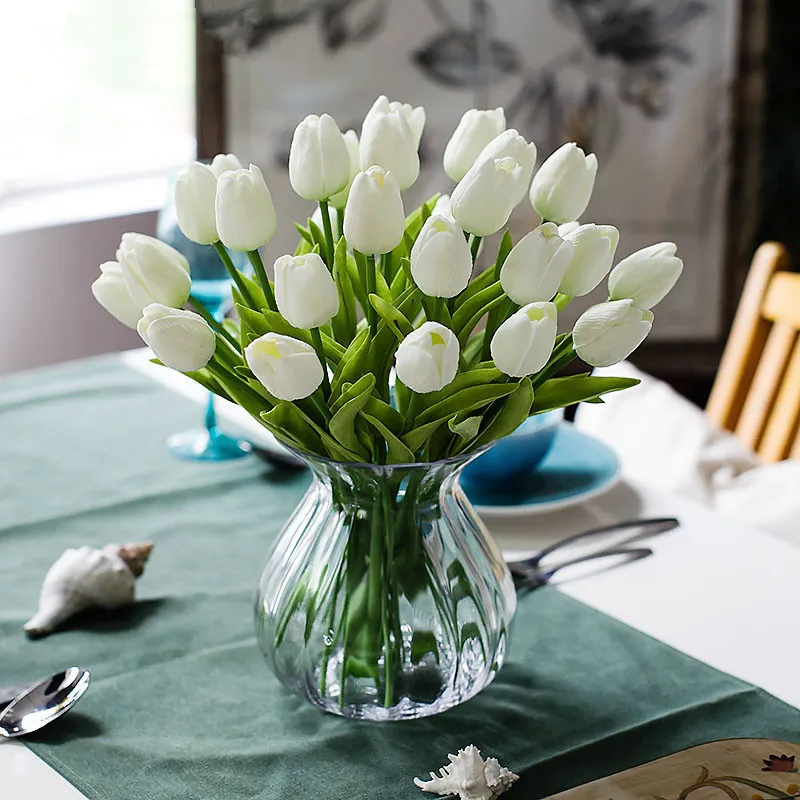 

Hot 10Pcs Tulip Artificial Flower Real Touch Artificial Bouquet Fake Flower Wedding Decoration Flowers Home Garen Decor Dropship