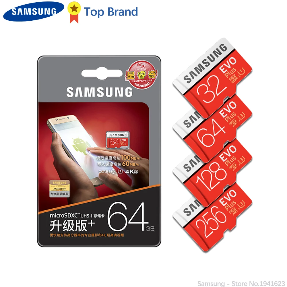 SAMSUNG 100% оригинал TF Micro SD карта памяти MicroSD EVO Plus класс 10 3 128 Гб Смартфон камера для