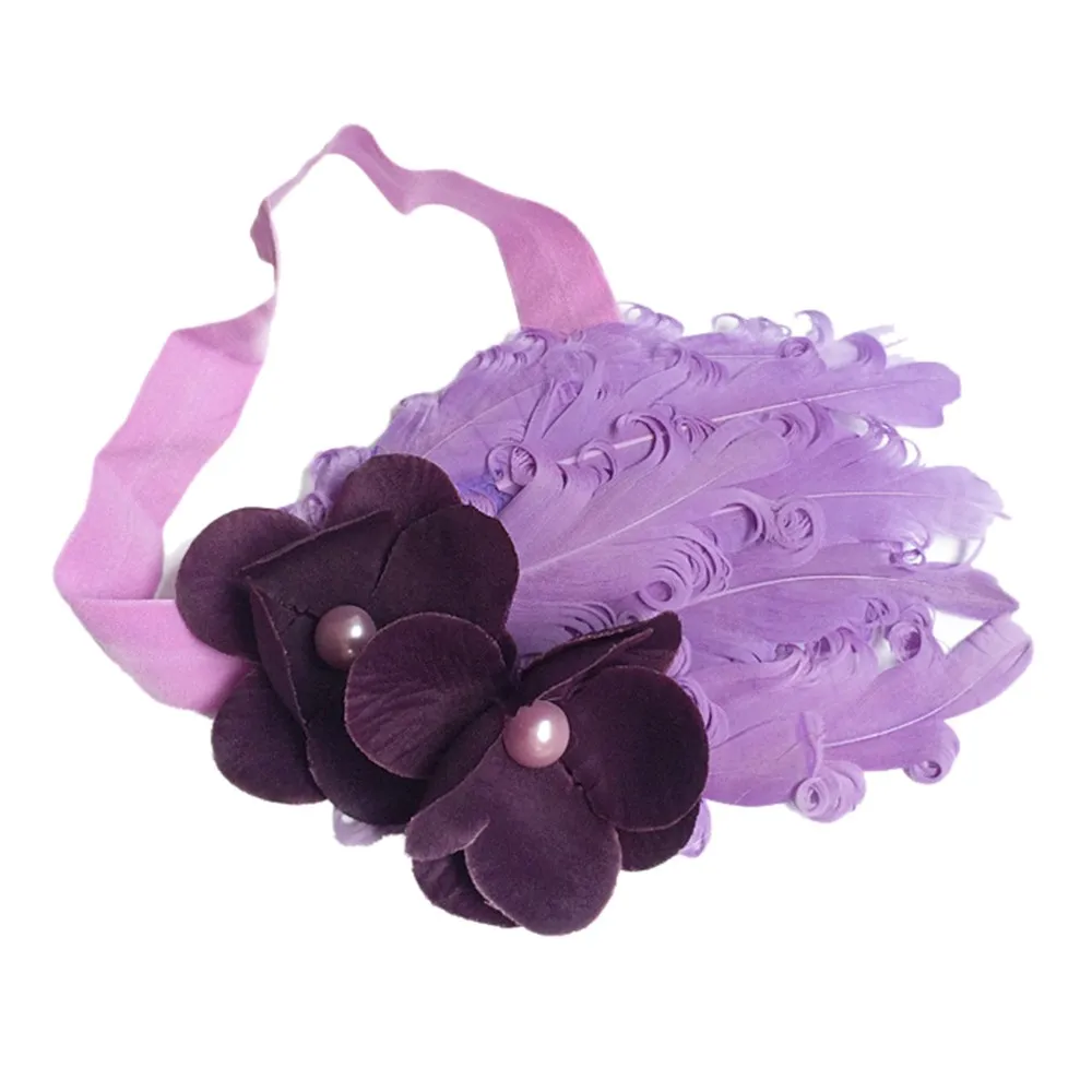 Baby Girls Newborn Headwear Baby flower bow feather headband feather baby headband girl hairbands bow hair Headbands