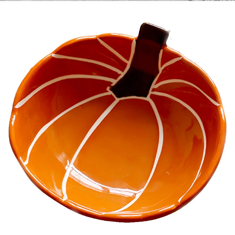 JINSERTA Ceramic Dinner Plate Dish Bowl Tableware Dessert Fruit Cake Salad Snack Bowl Baby Food Supplement Pumpkin Bowls