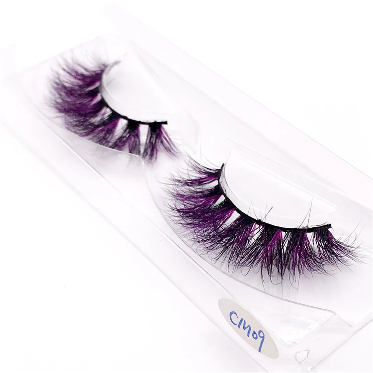 CM09 New color 3D luxury mink lashes wholesale natural long individual thick fluffy colorful false eyelashes Makeup Extension Tools - Цвет: CM09