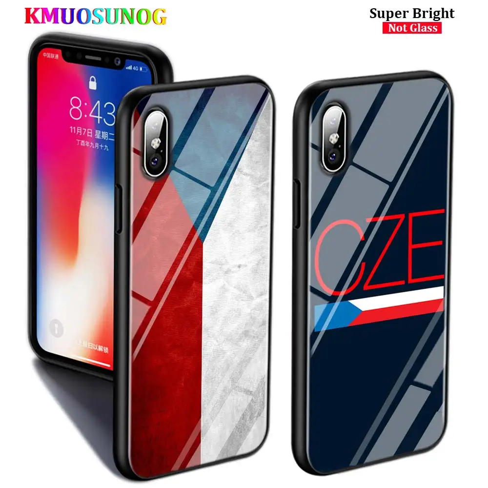 

Black Cover for iPhone 11 11Pro Max Czech Republic Flag for iPhone X XR XS Max 8 7 6 6S Plus 5S Glossy Phone Case