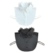 Женская, для девушек, ручная работа, вышивка, цветок, аппликация, лацканы, ложный воротник, классический однотонный цвет, съемная шифоновая блузка