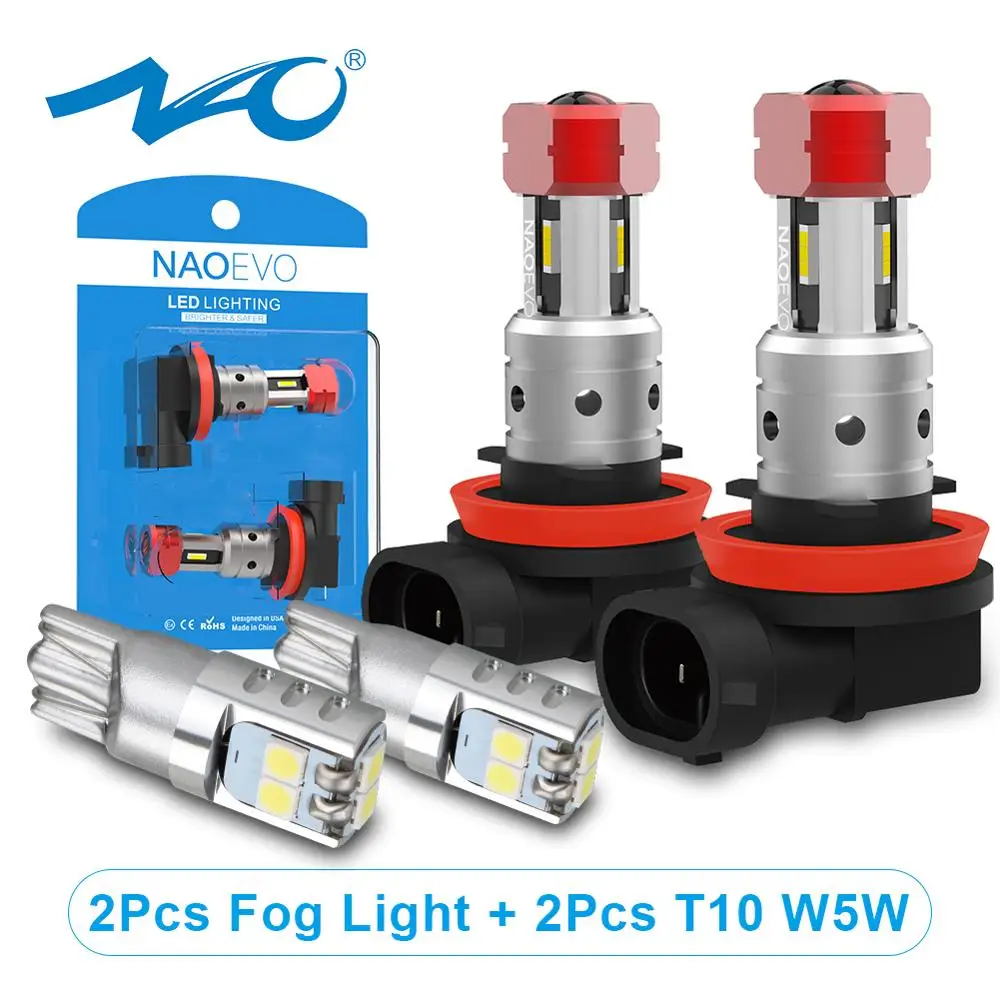 NAO W5W H11 Светодиодный светильник 12 В H16 автомобильный противотуманный HB4 H8 HB3 H10 2000Lm