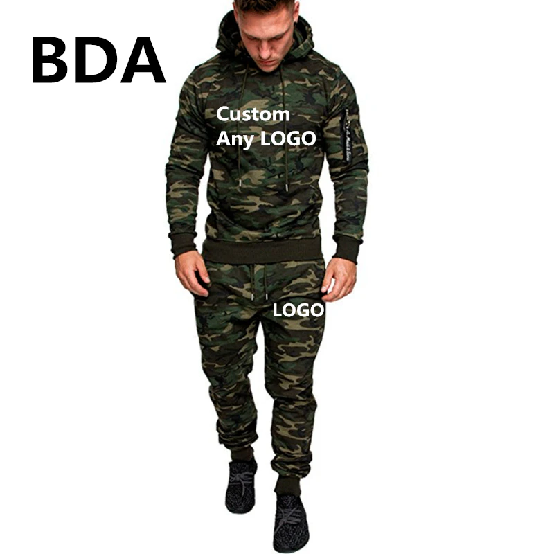 BDA для мужчин Harajuku Costum любой логотип спортивный костюм армейский зеленый комплект из двух предметов толстовки+ спортивные брюки костюмы мужские спортивные штаны пальто