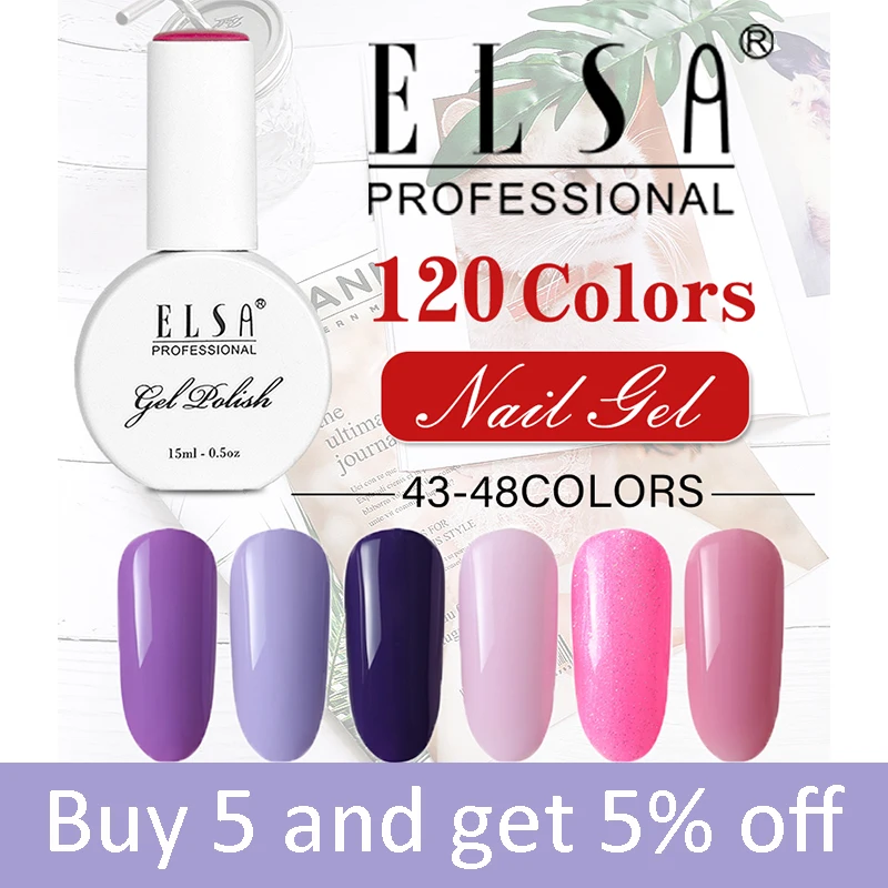 Гель-лак для ногтей ELSA PROFESSIONAL 15 мл 120 цветов основа дизайна УФ-гель | Красота и