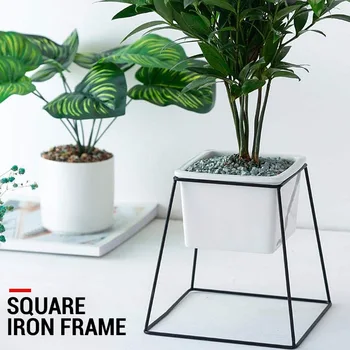 

Flowerpot Frame Flower Stand Flower Pot Rack Beautiful Creative Square Shape Metal Black Plant Home Decoration Hotel Holder