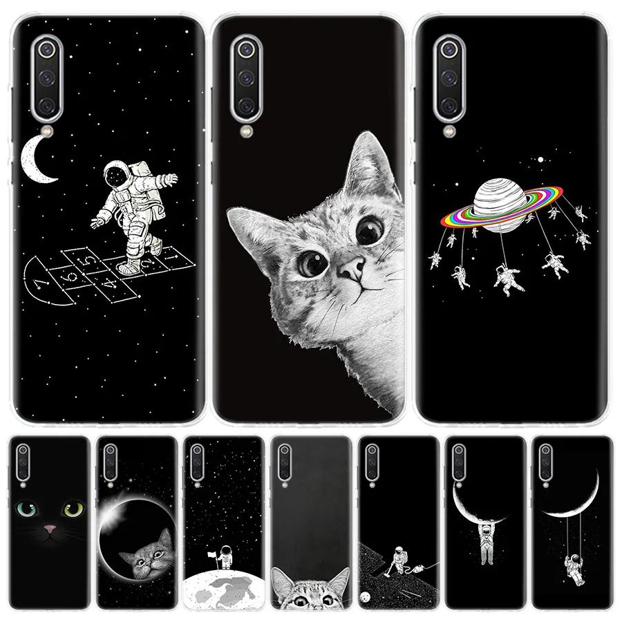 Space Moon Cute Cats Cover Phone Case for Xiaomi Redmi Note 8 Pro 8A 7 7A 1