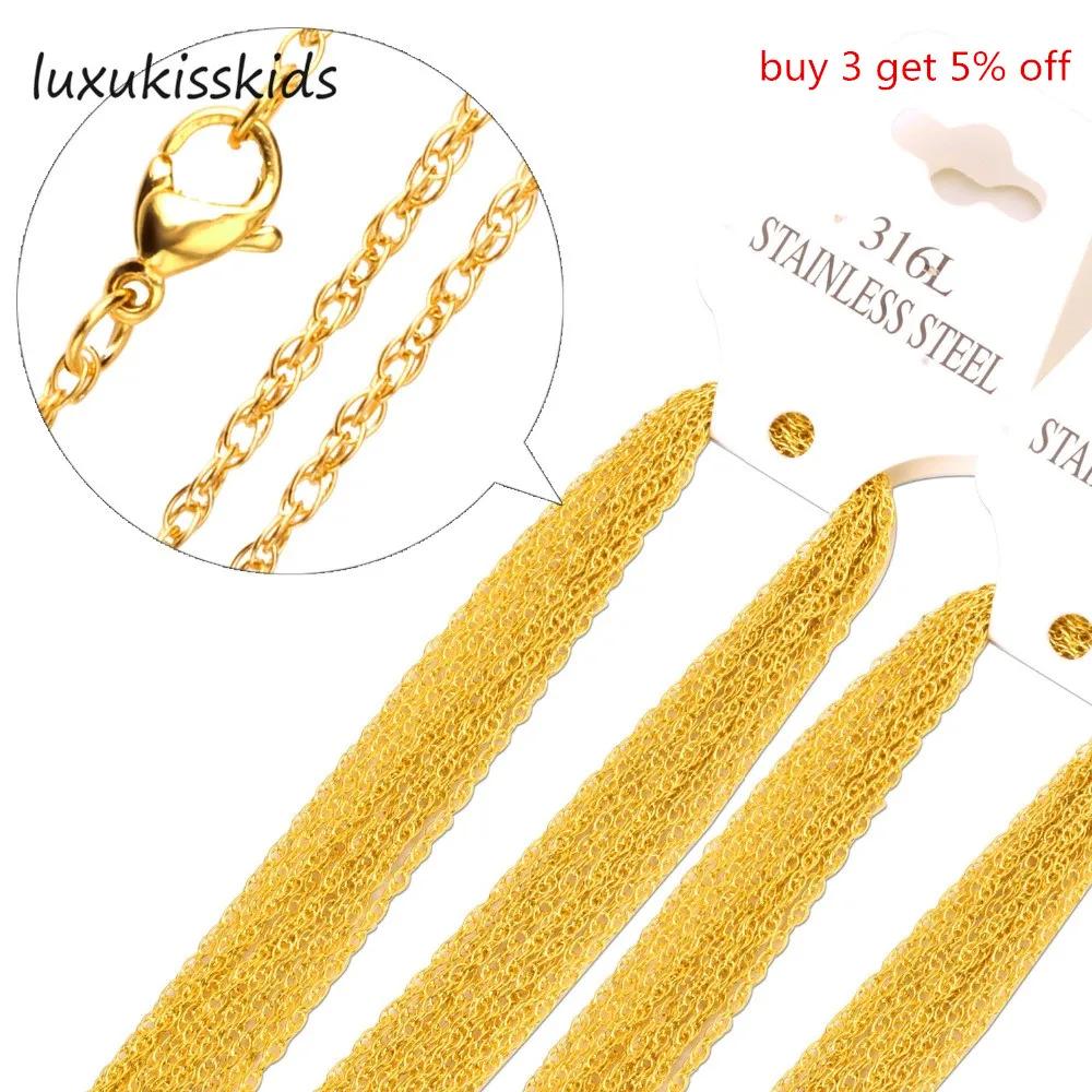 LUXUKISSKIDS 2 мм ширина цепочка из нержавеющей стали ожерелье 10 шт./лот модные