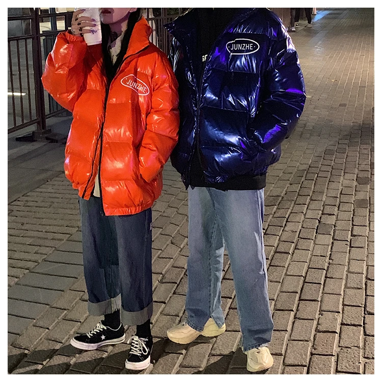 LAPPSTER Japanese Streetwear Winter Jacket Mens Glossy Hip Hop Bubble Coat Parkas Oversized Korean Warm Red Jackets Coats