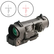Tactical rifle escopo 1x-4x fixo de dupla finalidade escopo vermelho iluminado ponto vista para rifle caça tiro com tampas de borracha