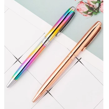 

10pcs/lot Fashion electroplating rotating metal ballpoint pen stationery gift advertising business sign pens custom logo