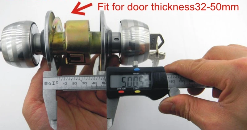 Round Door Handle Door Knobs Lock Stainless Steel Entrance Passage Door Lock with Key for Bedroom Living Room Bathroom 3