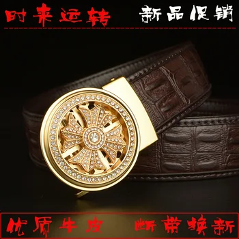 

Hot Selling Luck Men Really Cowhide Leather Belt Diamond Set Automatic Buckle Business Belt Men's Nappa Leather Cowhide Waistban