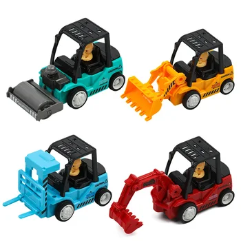 

4PCS Mini Engineering Car Tractor Toy Inertia Excavator Pull Back Forklift Pressure-road Children Puzzle Simulation Model Toys