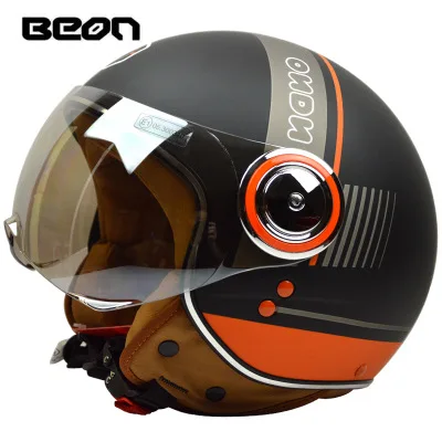 Motorcycle helmet men and women winter retro half helmet electric car four seasons sunscreen helmet 110B