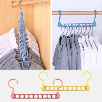 

Multifunctionele 3D Ruimtebesparend Hot Koop Kleerhanger Praktische Kast Kleding Organizer Ruimte Pp 9 Gat Magic Hangers
