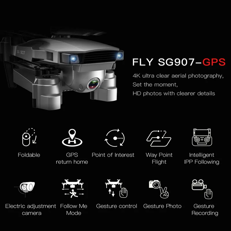 SG907 складной Дрон gps с HD регулировкой Двойная камера 5G wifi FPV RC Квадрокоптер вертолет гоночный Дрон 4K VS E520S SG906 F11