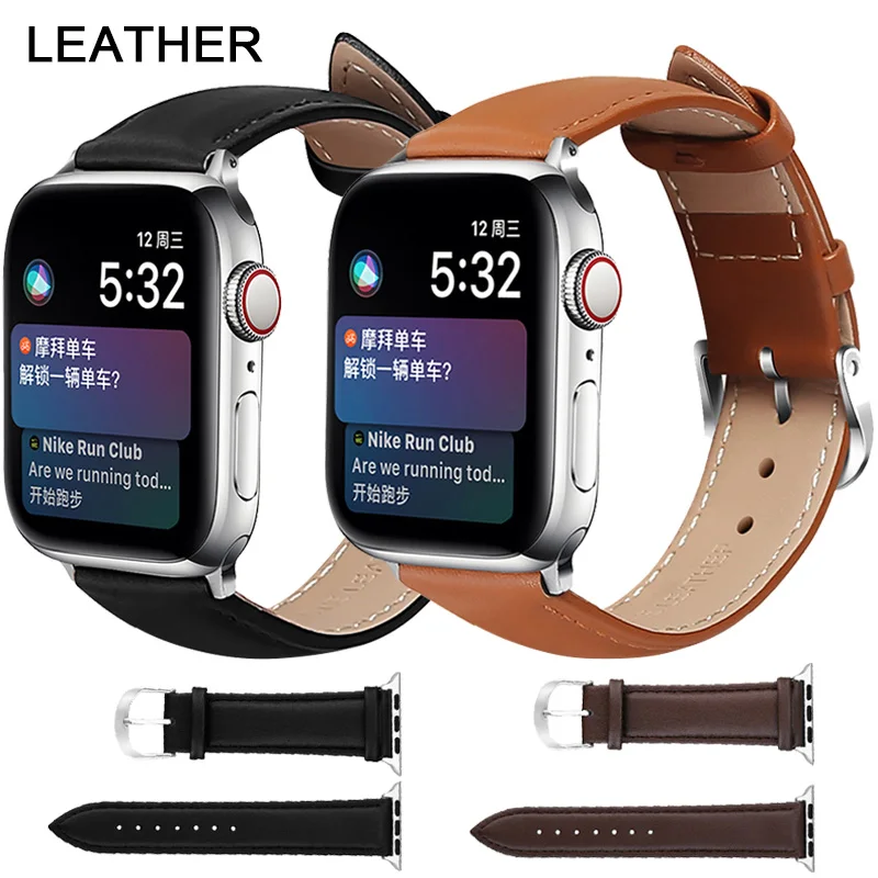 leather loop strap for apple watch band 42mm 44mm series 4 5 bracelet 38mm 40mm strap for iwatch 3 2 1 watchband accessories