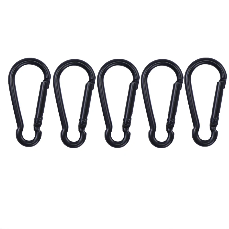 5Pcs Black Carabiner Clips for Mountaineering D Shaped Buckle Aluminum  Alloy Locking Spring Snap Hook Keychain Outdoor Camping - AliExpress