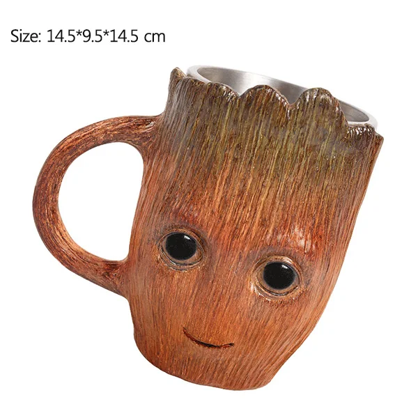 Baby Groot Cup Strongwell Baby Groot кружка для кофе из нержавеющей стали 3D стерео Дерево человек Marvel кукла Грут галактика Мстители фигурка дети мультфильм - Цвет: Baby Groot Cup