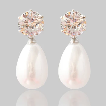 

Women's Fashion OL Wind Set Auger Pearl Drop Pendant Earrings Stud Earrings High Quality Lady Earrings Stud Gift 369312