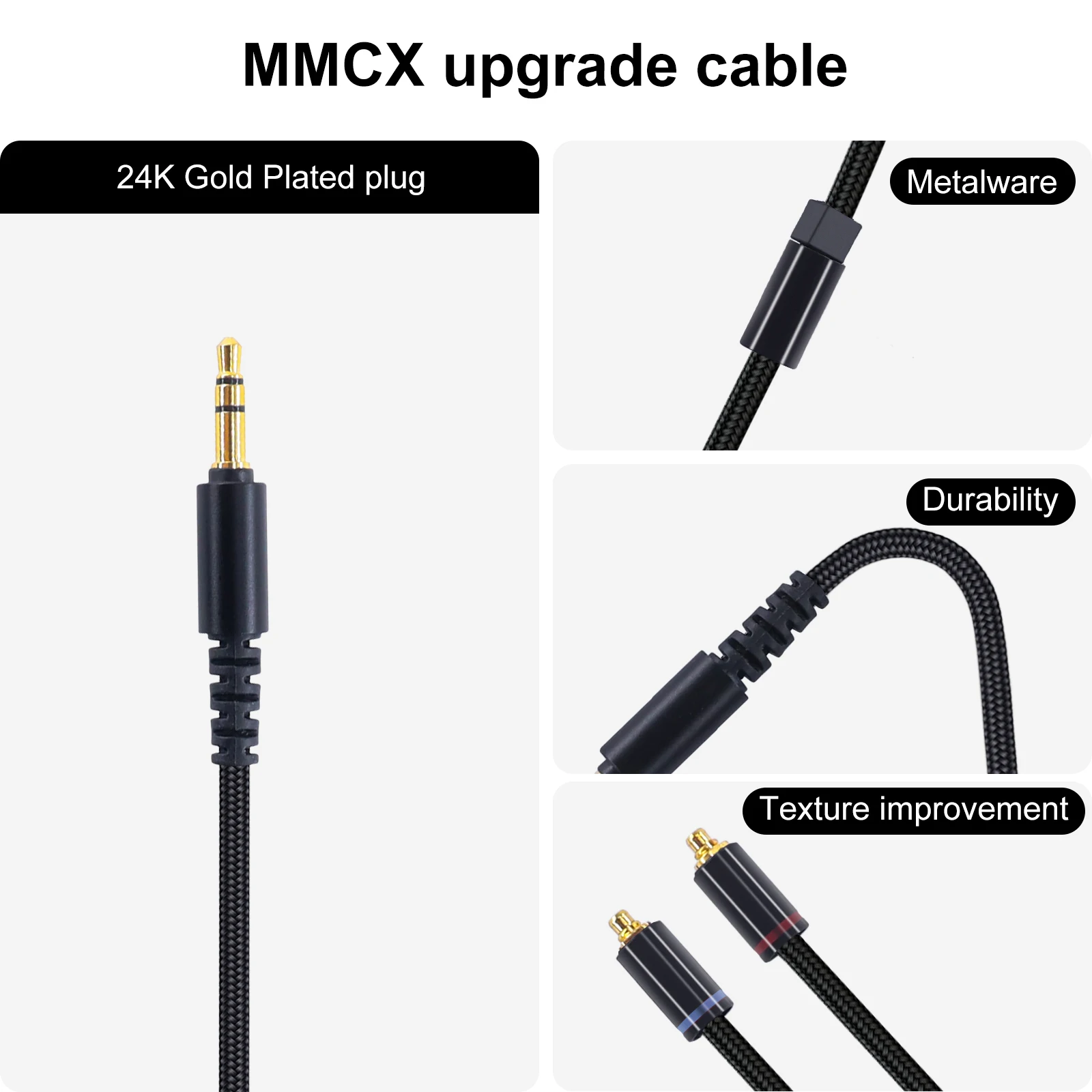 Atualização do Fone de Ouvido Cabo de Extensão Plug para Shure Banhado a Prata com 3.5mm Okcsc Substituição Mmcx Se315 Se535 Hd3m Se215 - Image 2