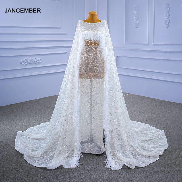 J67305 JANCEMBER White Sexy Wedding Dress Transparent Lace Metal Sequins Design 2021 New Tassel Event Attendance Gown 1