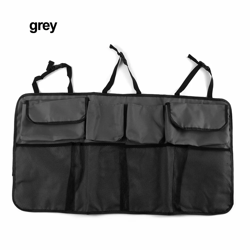 grey Высокая емкость, регулируемый автомобильный багажник, органайзер на заднее сиденье, сумка для хранения, сетка, многофункциональное оксфордское автомобильное сиденье, задний органайзер, карман - Название цвета: grey