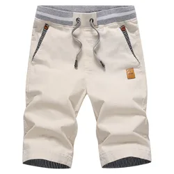 Short élastique pour hommes, Bermuda d'été décontracté, taille avec cordon de serrage, plage, en coton, à la mode 