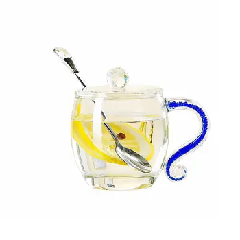 

Teacup Glass High Temperature Foam Flower Tea Cup Household with Lid with Men and Women Office Coffee Cup Transparent Coffee