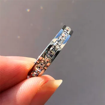 

V-294 Female Crystal CZ Stone Ring Vintage Stainless Steel Women Wedding Rings Fashion Promise Yellow Gold Engagement Ring