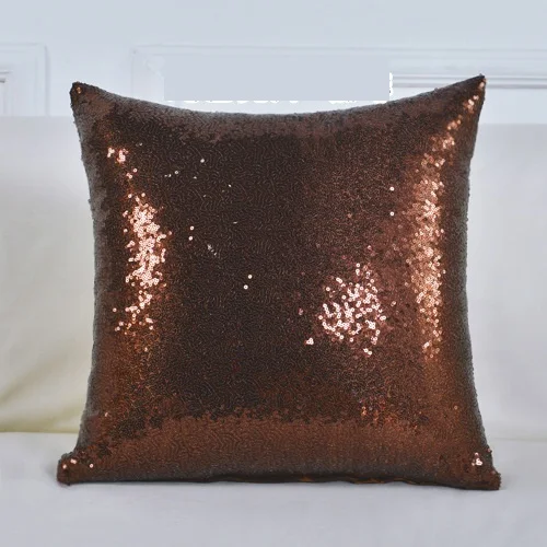 brown 40*40 см однотонная дешевая наволочка для подушки блестки блестящая подушка для дивана предмет интерьера Подушка блестящая наволочка - Color: brown