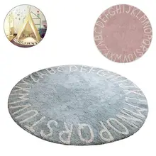 Кашемировый мягкий толстый круглый Противоскользящий ковер с буквенным алфавитом, игровой коврик, домашний декор, диаметр 120 см