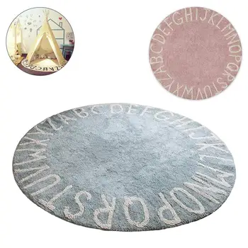 

Cashmere Soft Thick Letter Alphabet Round Anti-slip Carpet Play Mat Area Rug Home Decor Diameter 120cm