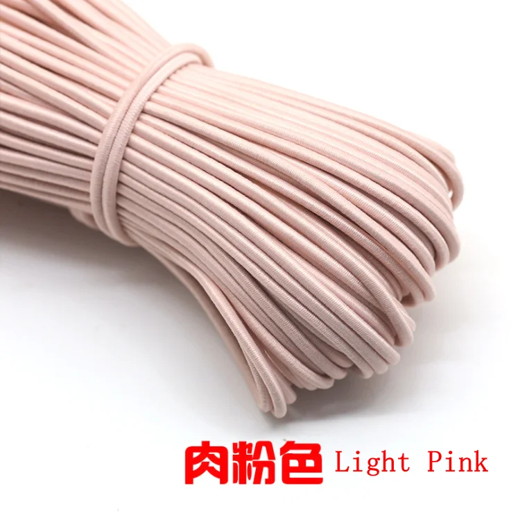 Light pink 5 м/лот 24 цвета высокого качества; 3 мм цветной круглая эластичная повязка резиновая эластичная ювелирные изделия из веревки плетеный браслет на открытом воздухе веревка E-2 - Цвет: Light pink
