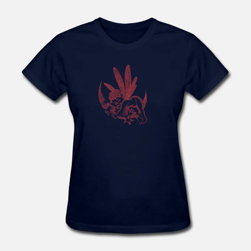 Women-Navy Blue Дизайнерская Детская футболка с рисунком феи, Мужская футболка из хлопка с круглым вырезом, знаменитая Мужская футболка, большие S-5xl, мужские топы в стиле хип-хоп - Цвет: Women-Navy Blue