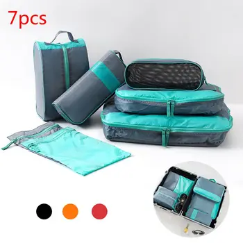 

7pcs/set Travel Storage Bag Suitcase Luggage Organizer Set Hanging Compression Packing Cubes for Clothing Underwear Shoes