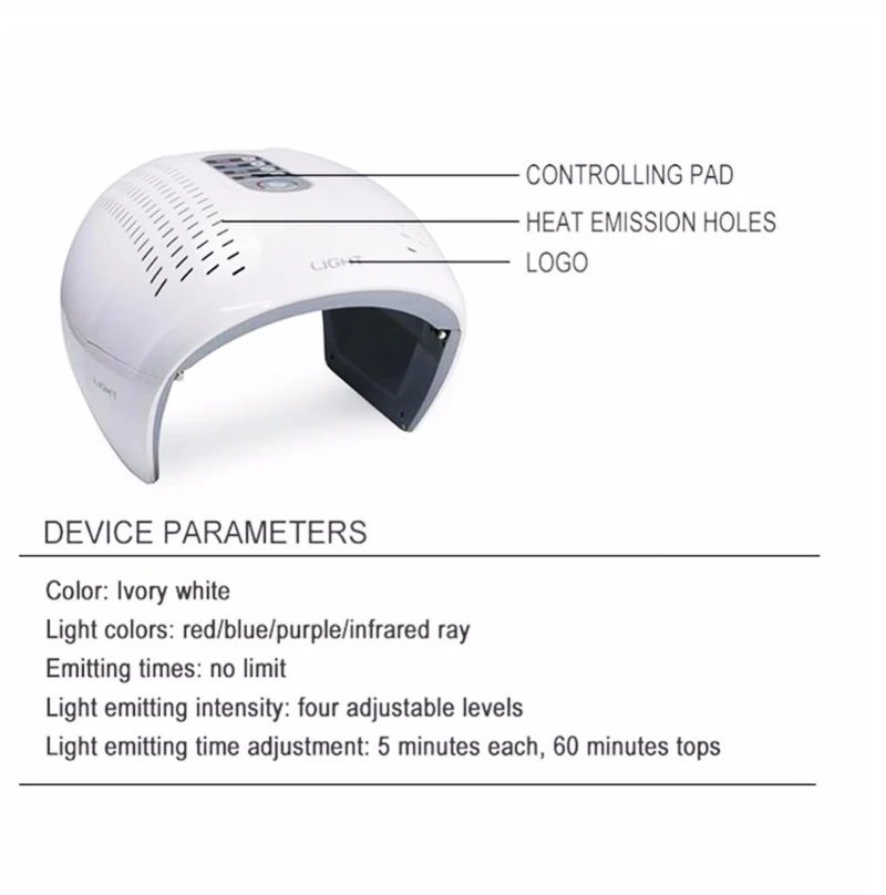 Спектрометр PDT для управления кожей, косметический прибор, 4 цвета, светодиодный светильник для лица, фотодинамическая машина для омоложения кожи акне