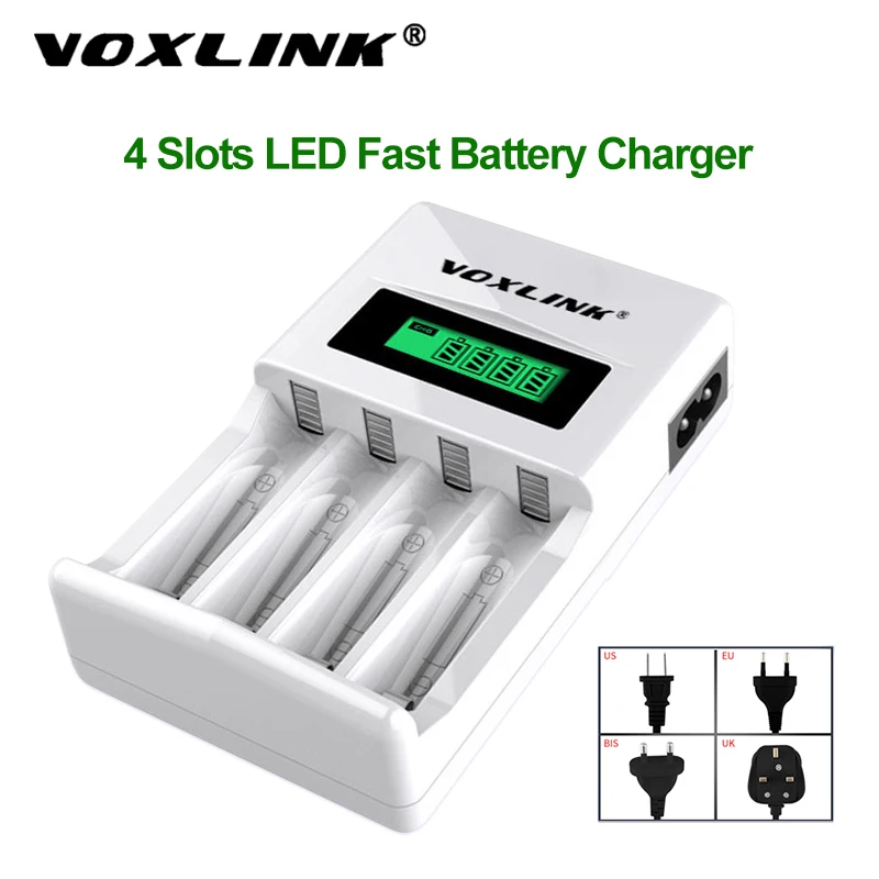 VOXLINK зарядное устройство LCD-004 бытовой светодиодный дисплей с 4 слотами интеллектуальное зарядное устройство для аккумуляторов AA/AAA