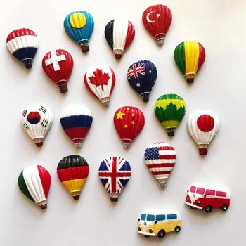 

Country Fridge Sticker World National Flag Hot Air Balloon China France USA Japan Ball Resin Souvenir Creative Refrigeran Magnet